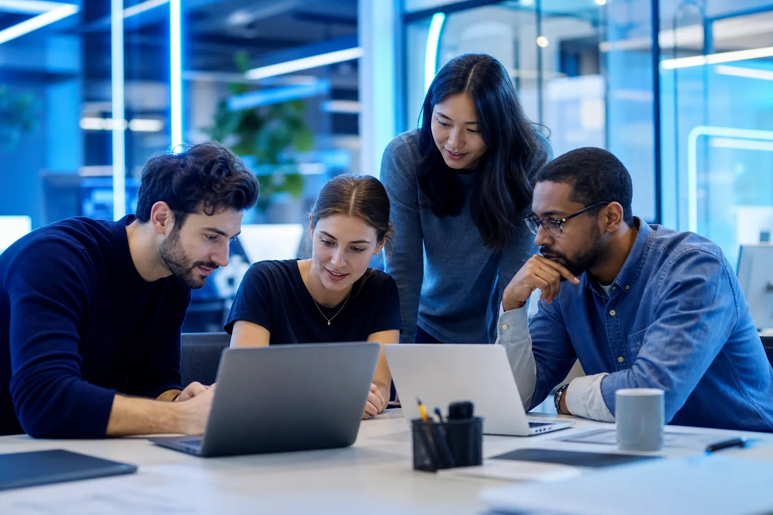 Software engineering team delivering a project